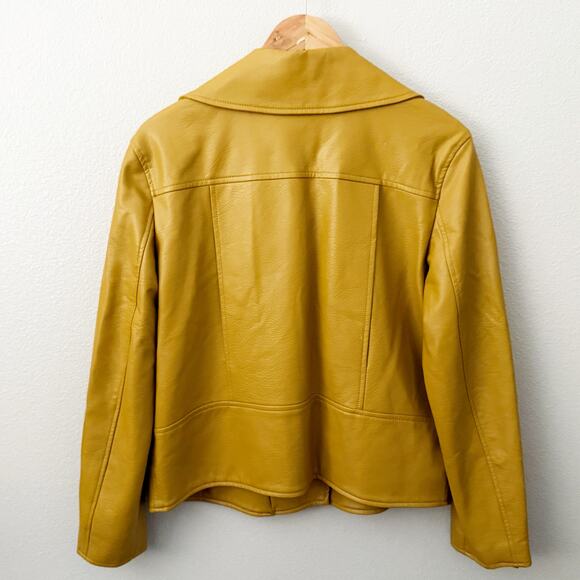 ELIZABETH & JAMES | Golden Yellow Moto Style Jacket Vegan Leather Zipper | - Picture 8 of 8
